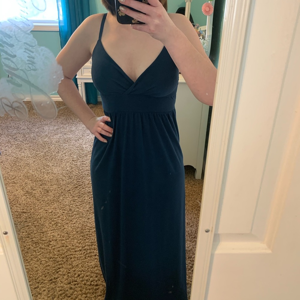 XS Navy Blue Full Length Maxi Dress